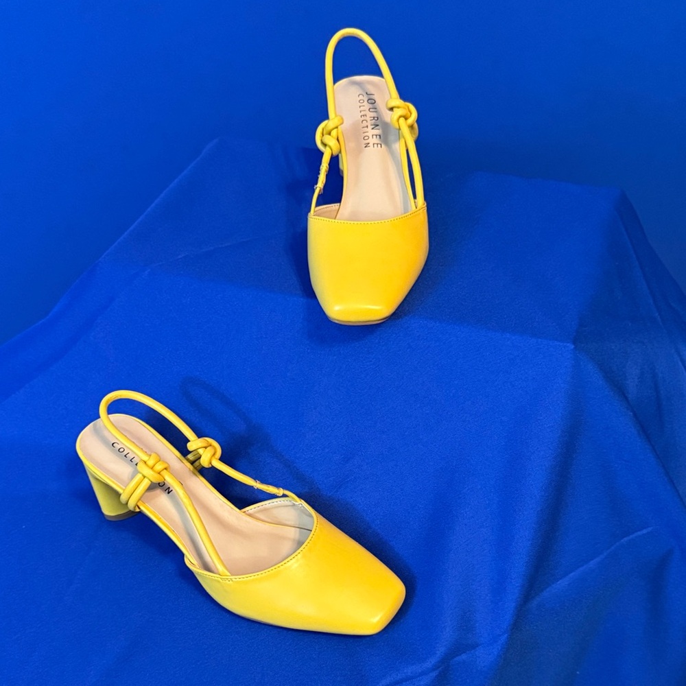 Journee Collection Yellow Slingback Heels
